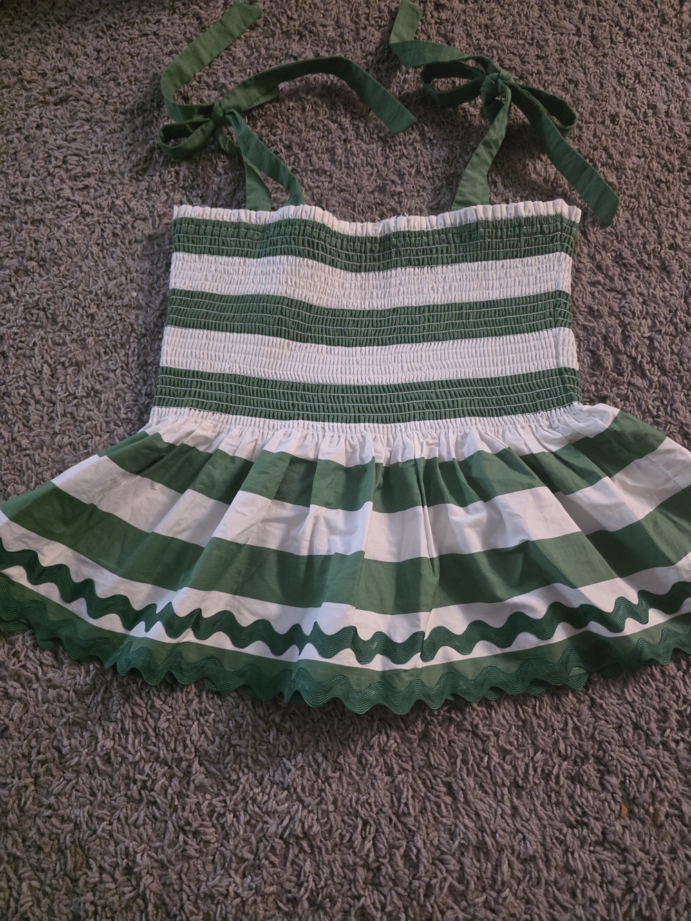 Kate Spade Green & White Striped Tie-Shoulder Sundress Top